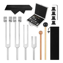 4Pcs Tuning Fork Set(128Hz, 136.1Hz, 528Hz, 4096Hz) for Healing Chakra,Sound Therapy,Reliever Stress