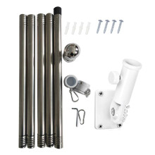 6,4 Voet Vlaggenstok+Verstelbare Beugel voor Tuin voor Huis,Vlaggenmast Kit voor Vlag,Vlaggenmast Ringen,Vlaggenmast voor Buiten