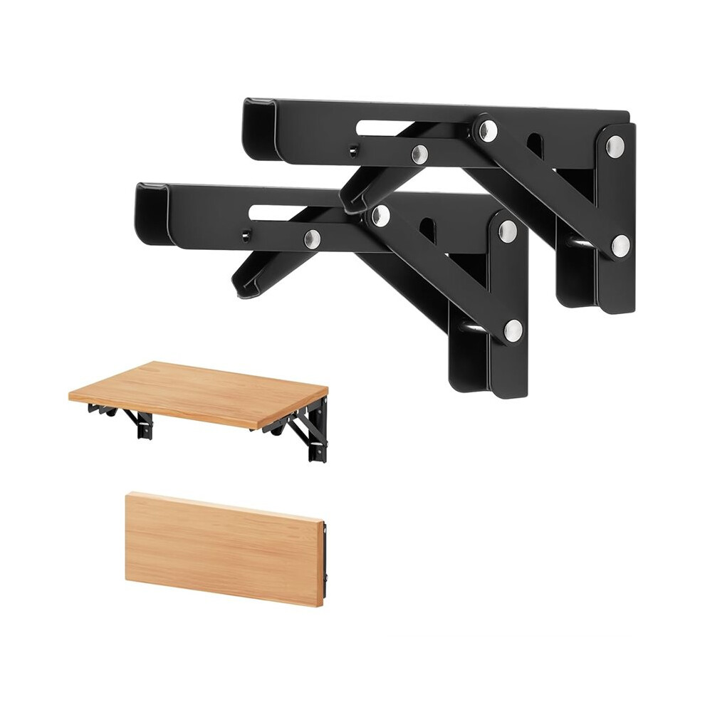 6 Inch Folding Shelf Brackets, 2 Pack Wall-Mounted Brackets, Space-Saving DIY Foldable Shelf for Tables