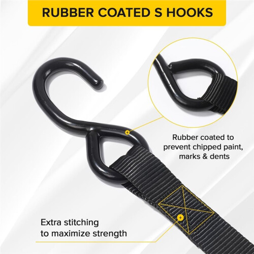 2Pcs Retractable Ratchet Tie Down Straps - 680kg Guaranteed Max Break Strength,Use for Boat, Securing Cargo 2