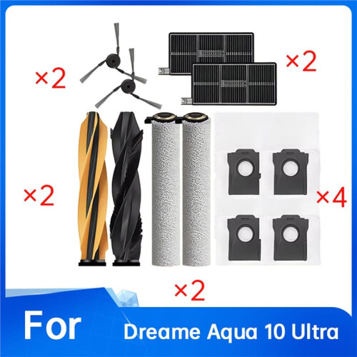 For  Aqua 10 Ultra Robotic Vacuum Main Side Brush Filter Rag Dust Bag 2
