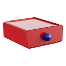 Große rote stapelbare Kunststoff-Schreibtischschublade 20x20x7,5 cm stapelbox