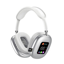 Draadloze -Headset met RGB-Digitaal Display, Kaartlezer, Headset, Oortelefoon, Sport-Gaminghoofdtelefoon, Zilver