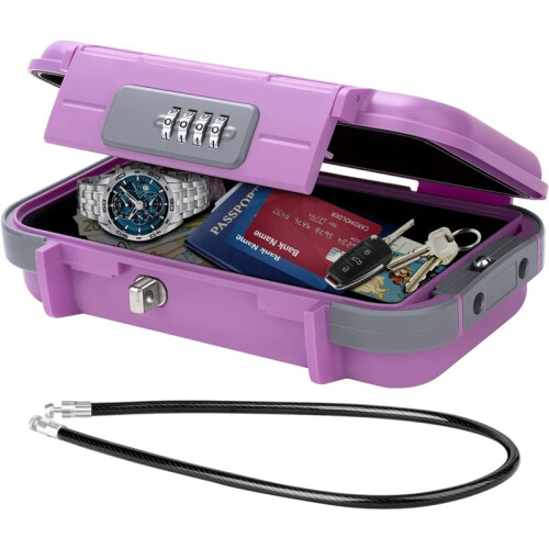 Portable Safe Box with Code, Combination Security Case Lock Box Waterproof Anti-Theft for Home, Office, Hotel, Cars