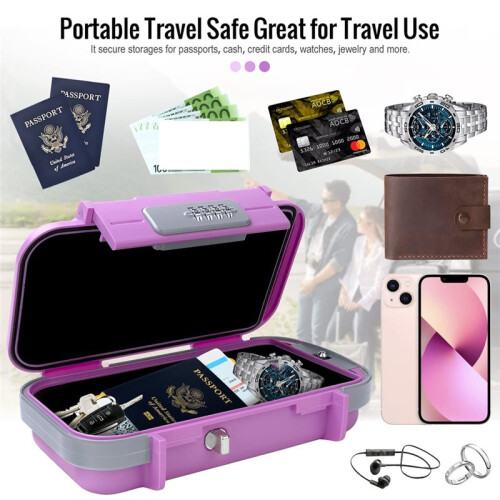 Portable Safe Box with Code, Combination Security Case Lock Box Waterproof Anti-Theft for Home, Office, Hotel, Cars 1