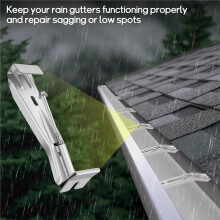 5 Inch Aluminum Gutter Hangers with Assembled Screw - Hidden Brackets for Rain Gutter Support, 50 Pcs
