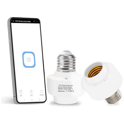 WiFi Bulb Socket E26 E27 Light Bulb Adapter,Wireless 2.4G Remote Control Lamp Base Holder,EWeLink APP Remote Timer 2
