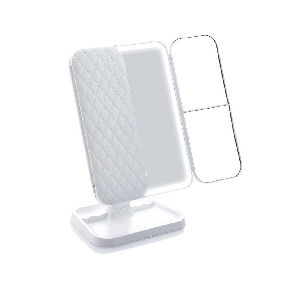 LED Trifold Makeup Mirror with  Touch Control, Adjustable Brightness, Portable Vanity Mirror for Dorm Room