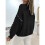 Damen Oversize-Pullover mit Kontrastnähten, Rundhalsausschnitt, Zopfmuster, Pullover Schwarz XL 4