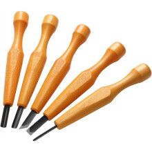 Ensemble de 5 Outils de Linogravure : Couteaux à Sculpter le Bois, Ciseau Plat, Gouge en V, Gouge Coudée, Outils de Sculpture Demi-Ronde
