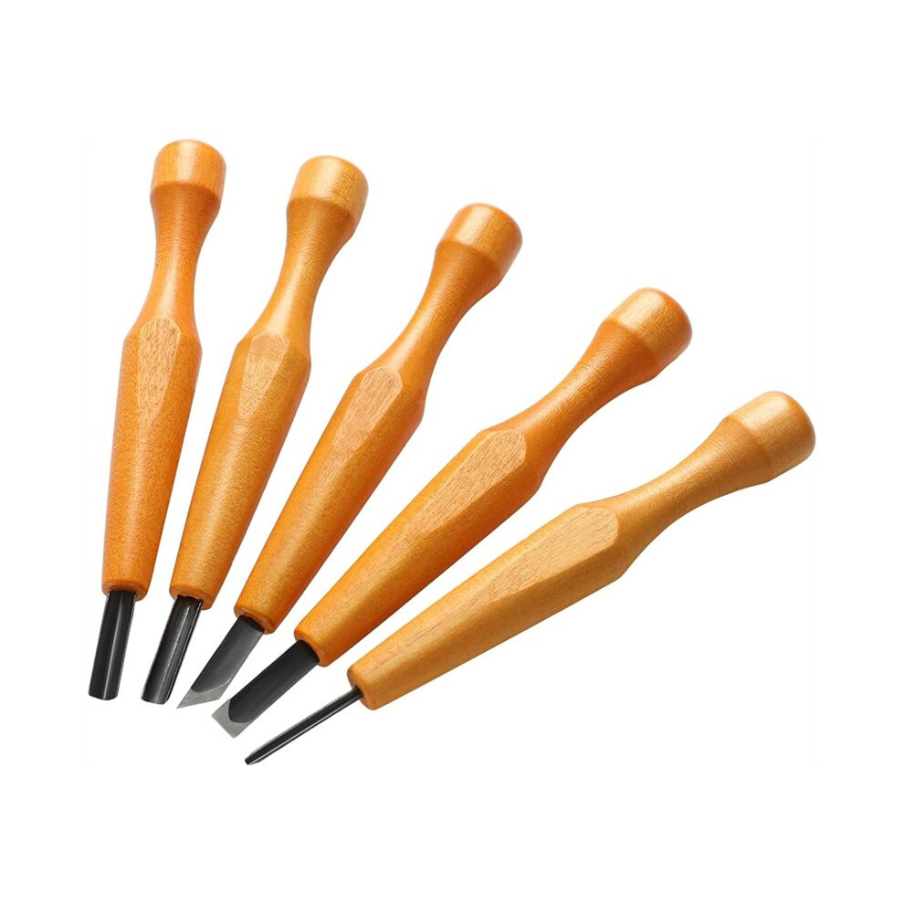 Photos - Other Hand Tools 5 Pcs Linocut Carving Tools Set Wood Carving Knifes Chisel Flat V Shaped Angled Gouge Half Round Carving Tools