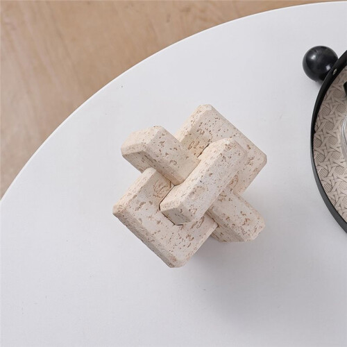 3-Link Knot Travertine Decor, Coffee Table Decor, Book Shelf Entry Table Decoration,Interlocking  Ornament 2