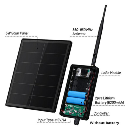 D5 Solar Node with 5V Solar Panel ESP32 LoRa 32 V3 for WiFi Meshtastic LoRaWAN Heltec ESP32 SX1262 LoRa 868MHz 1