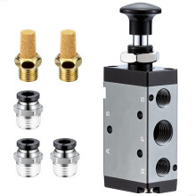 Pneumatic Air Hand Lever Valve, 5 Way 2 Position 1/4inch NPT Solenoid Valve Manual Control Direct Driving Type 4R210-08
