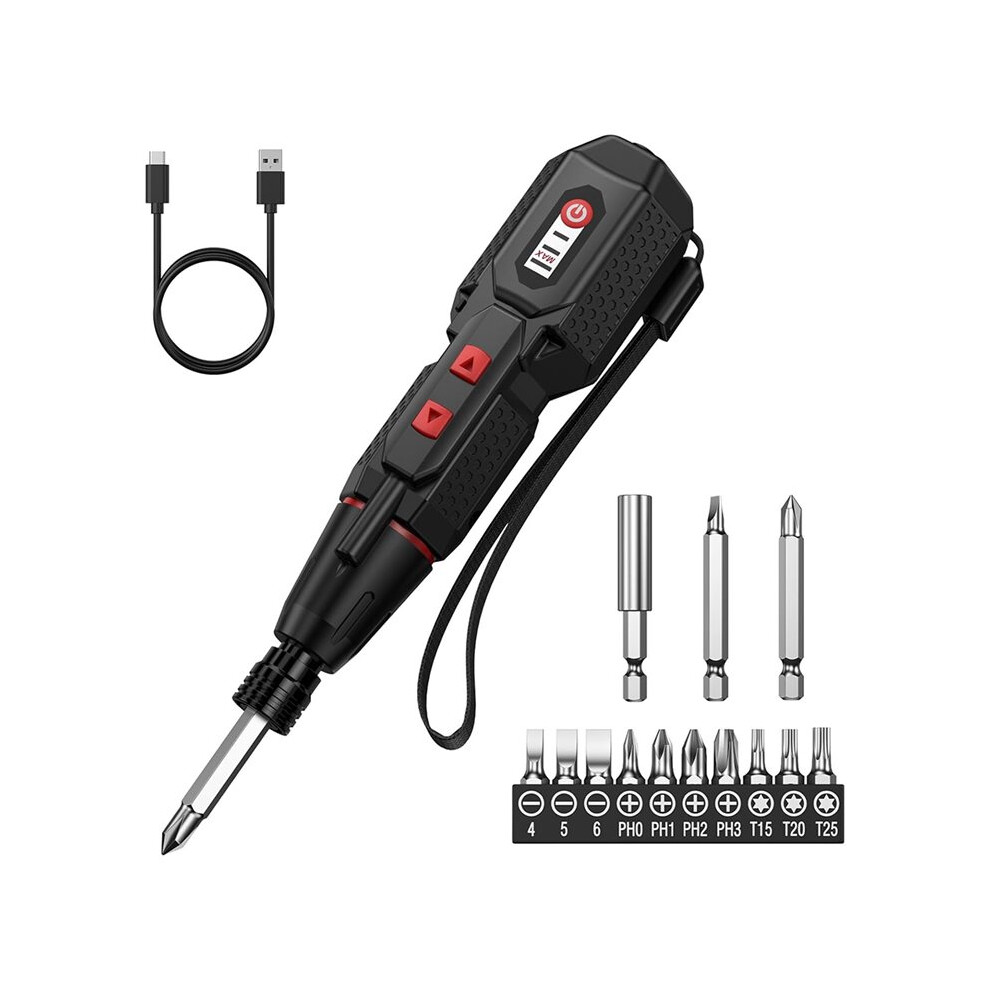 Electric Cordless Screwdriver,Rechargeable Screwdriver Set With 13 Bits, 3 Torque Settings, 1600Mah Battery Led Lights 6033963023070