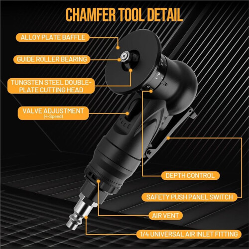 Pneumatic Chamfering Tool, Chamfer Tool with 6 C-Angle & 6 R-Angle Blades, Upgrade Air Chamfer Tool 1
