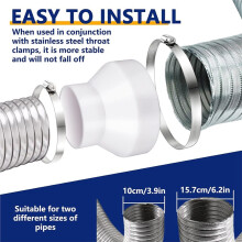 2 Set 6 to 4 Inch Duct Reducer Adapter, Air Duct Reducer Increaser with Hose Clamps, HAVC Pipe Connector