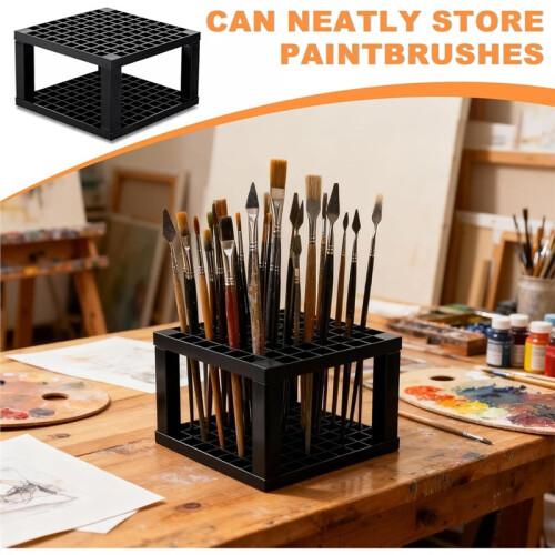 7-Layer Clear Paint Organizer with Paint Brush Holder Storage Rack 2