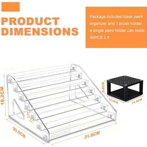 7-Layer Clear Paint Organizer with Paint Brush Holder Storage Rack 2