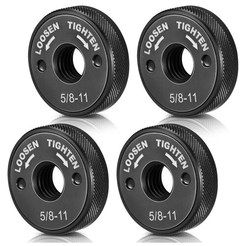 4-Pack 5/8-11 Thread Angle Grinder Flange Nut, Tool-Free Quick Change, Compatible with Most Grinders