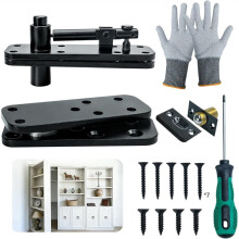 Bookcase Door Heavy Duty Hardware,360 Rotation Concealed Hardware, Thickened Alloy Steel Pivot Hinge Kit for Bookshelf