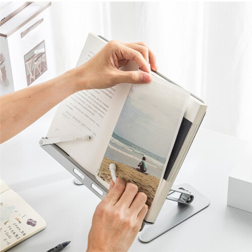 Foldable Lifting Reading Stand with Sturdy Metal Bookshelf Perfect for Reading Books and Documents 2
