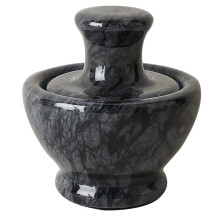 Set di Utensili da Cucina e Bar, In Marmo Naturale di Lusso, per Pestare L'Aglio, Macinapepe In Polvere, Nero