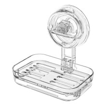 Clear Soap Dish for Shower with Strong Suction Cup, Self-Draining Design, No Drilling Required for RV Bathroom