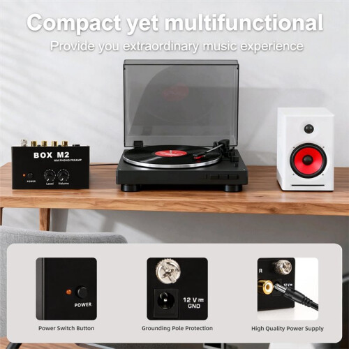 BOX M2 Phono Preamp for Turntable  Stereo Audio Hi-Fi Phonograph/Record Player Preamplifier EU Plug 1