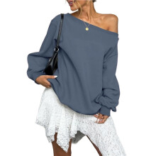 Women'S Off Shoulder Sweatshirt Drop Shoulder Oversized Long Sleeve Pullover Top Deep S