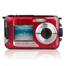 Appareil Photo Numérique Full HD 1080p 24 MP, Zoom 16x, Étanche Jusqu'à 10 Pieds, Double Écran Avant et Arrière A