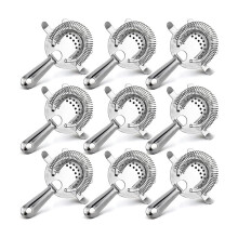 9 Pack Cocktail Strainer, 4 Prong Stainless Steel Bar Strainer, 6 Inches Silver Bar Tool Drink Strainer for Bartenders