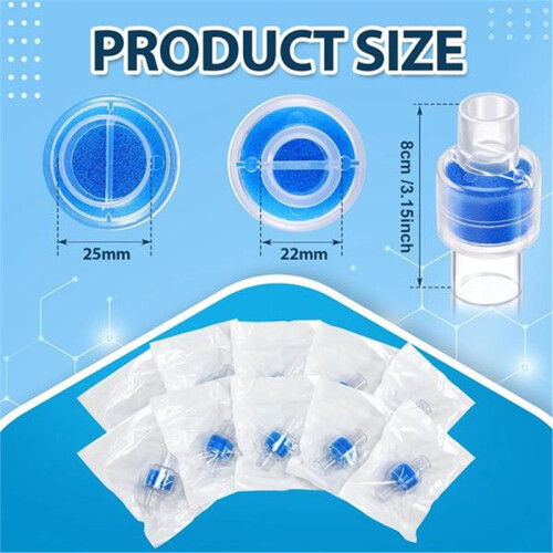 For HME Heat Moisture Exchange Filter in- Humidification Solution Unit HME Filter Replacement for Tracheostomy 20Pcs 2