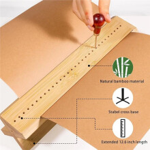 Suporte de Bambu para Encadernação com Furador, Suporte de Madeira para Perfuração de Livros com Guia de Perfuração, Guia Fácil de Usar