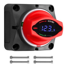 Interruttore di Spegnimento Della Batteria per Auto 250A 12-24V, Isolatore Della Batteria con Display Voltmetro, Adatto per Yacht, Camion,