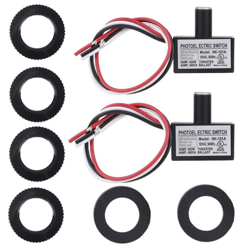 2pcs 105V-130V AC Photocell Light Sensor, Dusk to Dawn Eye Daylight Control  Sensor with Nuts an Washer 1