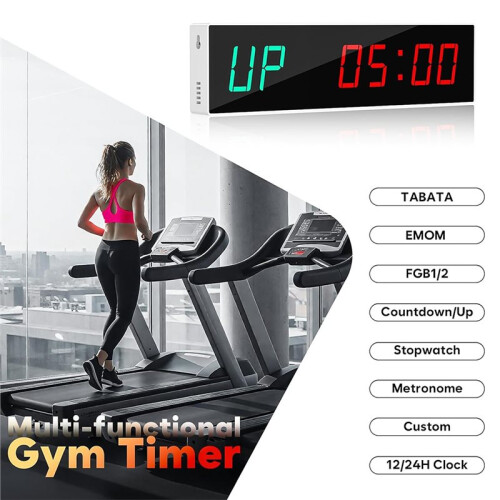 Large Digital Gym Timer,Remote Control Gym Clock Wall with Interval Timer, 9 Custom Modes Countdown Timer /Stopwatch,
