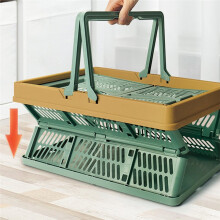 Japanese Style Foldable Picnic Basket - Large Spring Outing Tote for Shopping & Vegetables Green