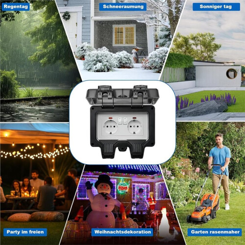 Outdoor Socket Waterproof IP66 Outdoor Socket with  Indicator Light,3680 W  Outdoor Socket Eu Plug 2