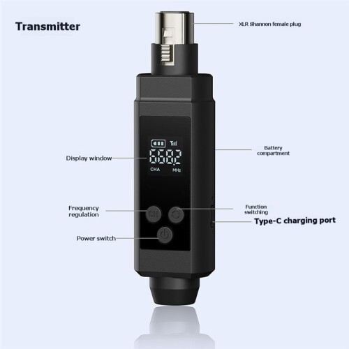48V UHF Wireless Microphone Converter XLR Transmitter and Receiver Microphone Wireless System for All Kind Microphone A 2