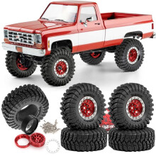 Set van 4 Stuks 1,3 Inch Banden en Wielen voor TRX4M SCX24 FMS FCX24 1/18 RC Crawler, Rubberen Banden met Metalen Velg, Zwart