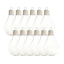 12PCS Clear Bulbs for Crafts Large Opening Lightbulb Party Favors Candy Containers Fillable Light Bulb Ornaments