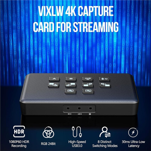 Switcher de Vídeo, Placa de Captura de Entrada Dupla Compatível com  4K, Placa de Captura de Áudio e Vídeo USB 3.0, Switcher Compatível com 1