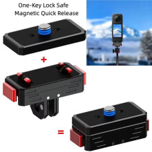 Adaptador Magnético de Liberação Rápida para Tripé, Compatível com Câmeras de Ação 360 X4 1/4 com Sistema Anti-Reversão.