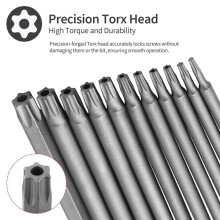 11-Teiliges Set Extra Langer 200-mm-Torx-Bits, Sicherheits-Torx-Bits mit Magnetischem Kopf Aus S2-Stahl