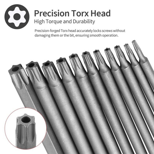 11pcs 200mm Extra Long Torx Bit Set, Security Torx Bits with Magnetic  S2 Steel 2
