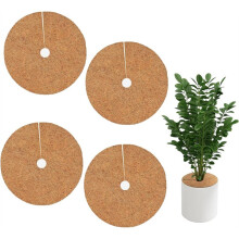 4 Pack 15.7 Inch Coconut Fiber Mulch Ring-for Moisture Retention, Indoor Outdoor Trees and Landscaping