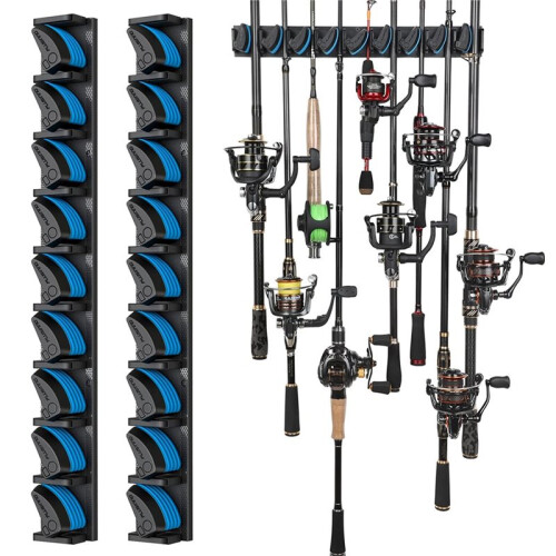 Suporte Vertical para Varas de Pesca, Conjunto com 2 Unidades, Compatível com Até 18 Varas de Pesca 1