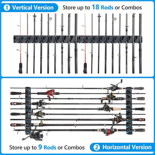 Suporte Vertical para Varas de Pesca, Conjunto com 2 Unidades, Compatível com Até 18 Varas de Pesca 2