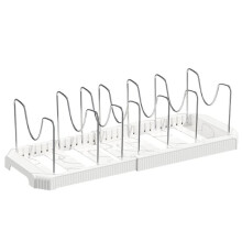 Organizador Extensible para Ollas y Sartenes, para Armario de Cocina o Debajo del Fregadero, Ideal para Inquilinos, Casas Pequeñas y Cocineros
